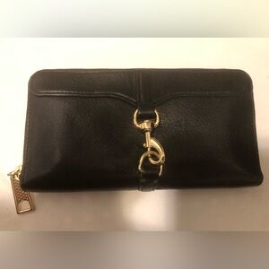 Rebecca Minkoff Black Leather Buckle Zip Wallet